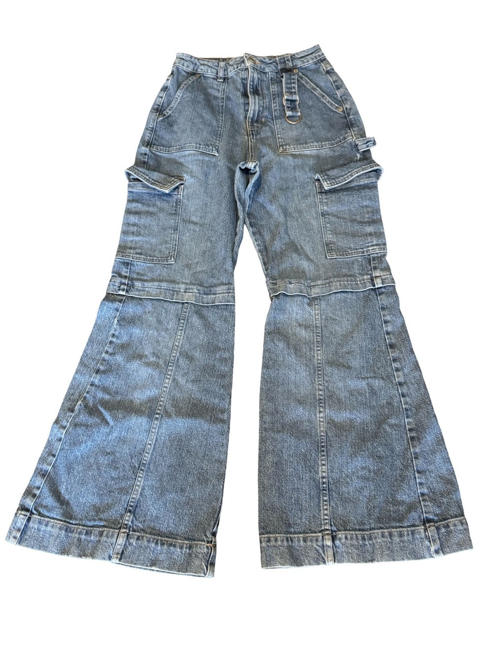 Light Blue Wide Leg Cargo Jeans - Juniors